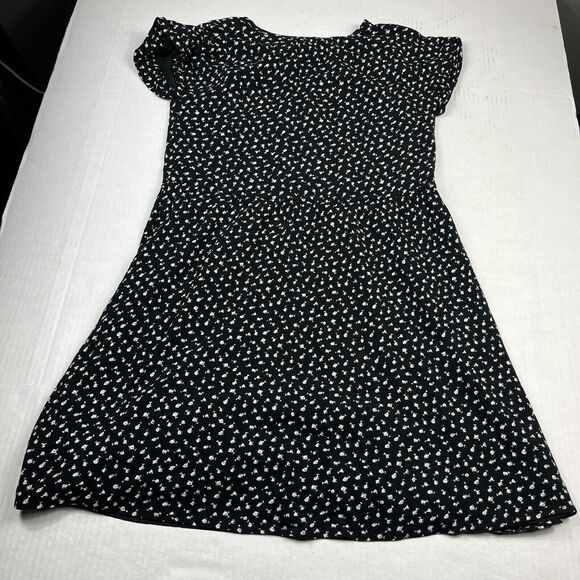 LOFT Fit and Flare Mini Dress Black White Button Casual Pullover Loose Fit XS - Picture 10 of 11